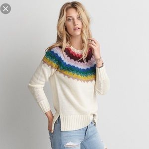 American Eagle soft crewneck multicolored sweater